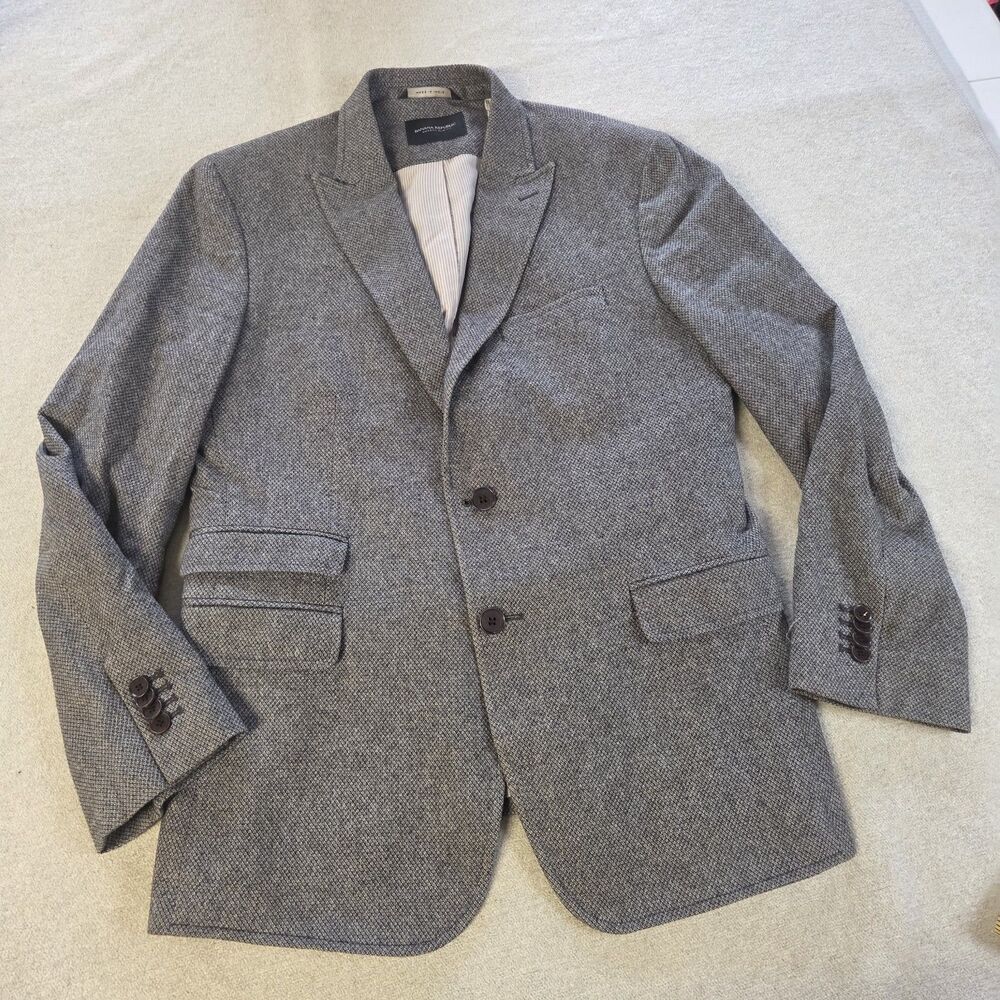 Banana Republic Modern Slim Fit Mens 40 Short Gray Cotton Blazer Sport Coat